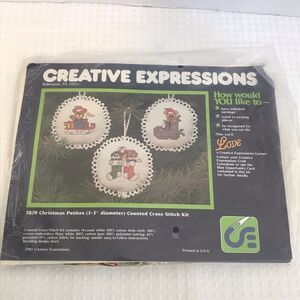 Vintage 1983 Creative Expressions Christmas Counted Cross Stitch Kit NEW SEALED